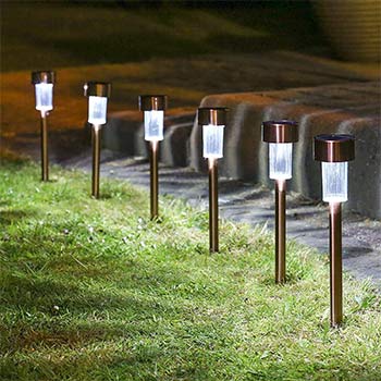 One row of garden stake lights