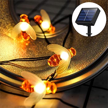 SKYFIRE Solar Powered Honey Bee String Lights one set