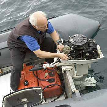 Environmental engineer who is male on a boat