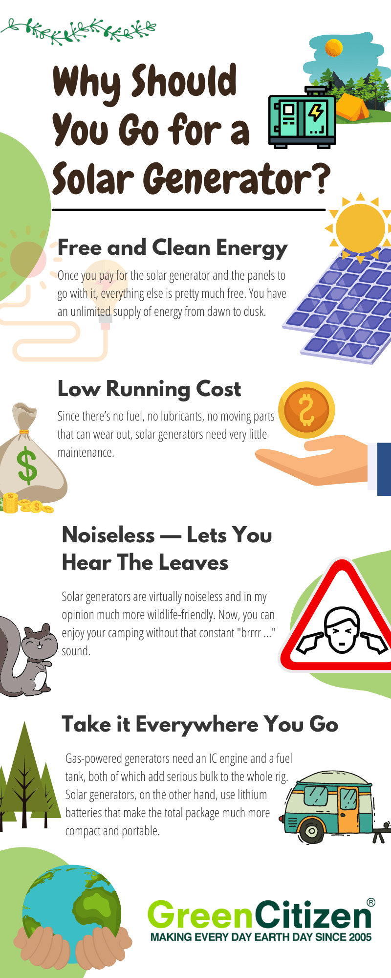 Solar Generator Benefits infographic